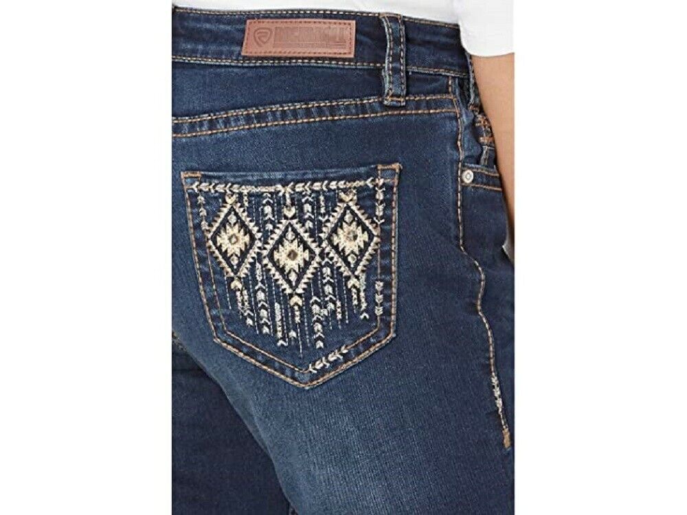 Women's ROCK & ROLL DENIM MID RISE WESTERN JEANS Diamond bling