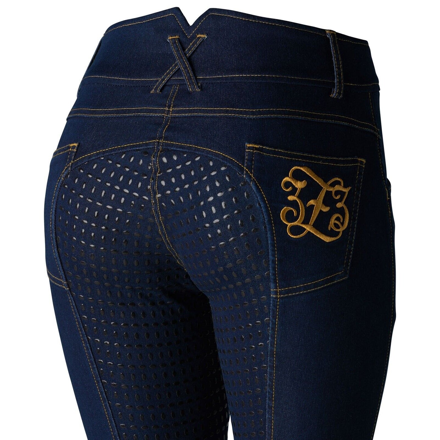 Women's Horze Dark blue 'JESSI-LYN' DENIM FULL SEAT BREECHES