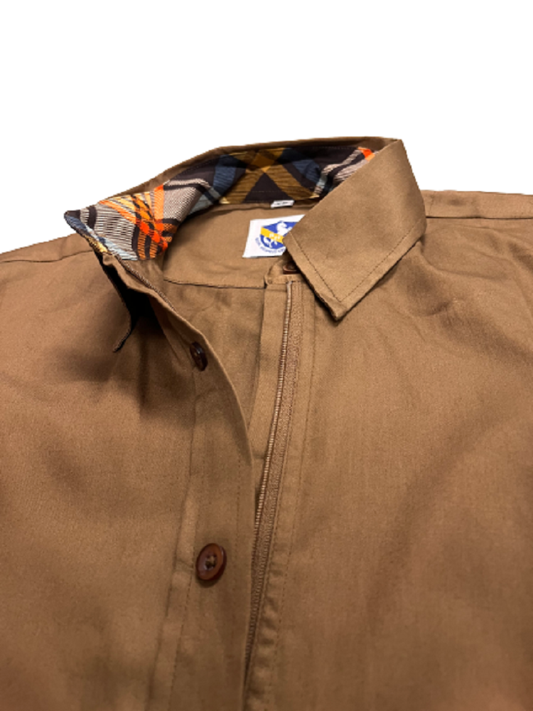 RHC Equestrian Women's Brown CONCEALED ZIPPER w/ BUTTON SHOW SHIRT