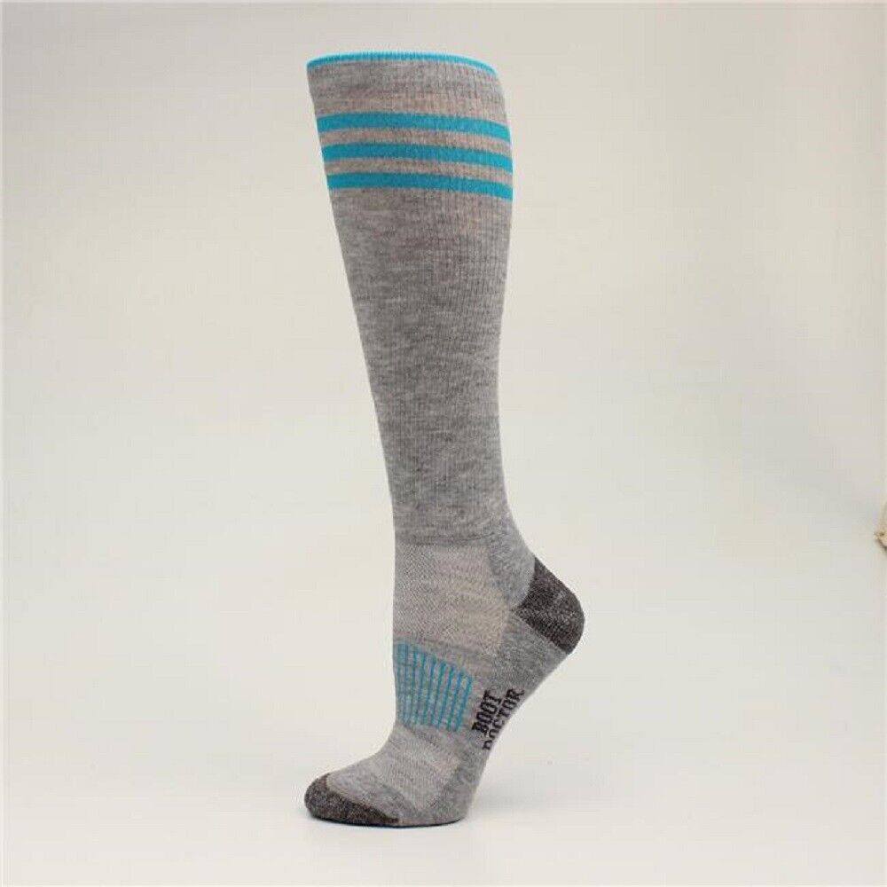 Women's Gray & teal OVER THE CALF BOOT SOCKS