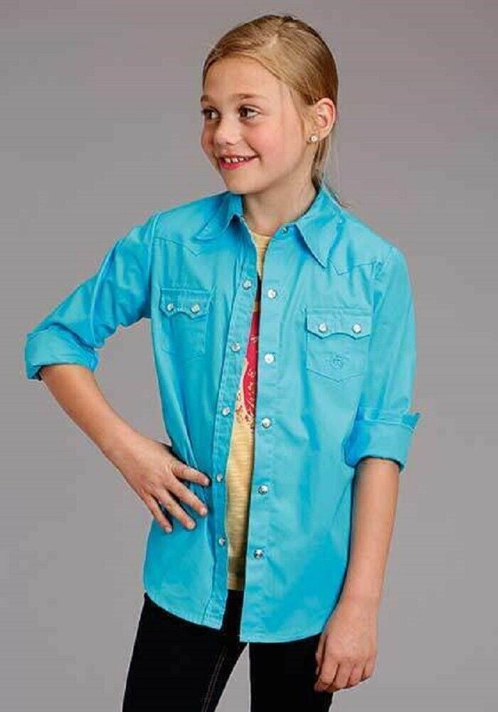 Girl's Roper Solid Turquoise Western Shirt