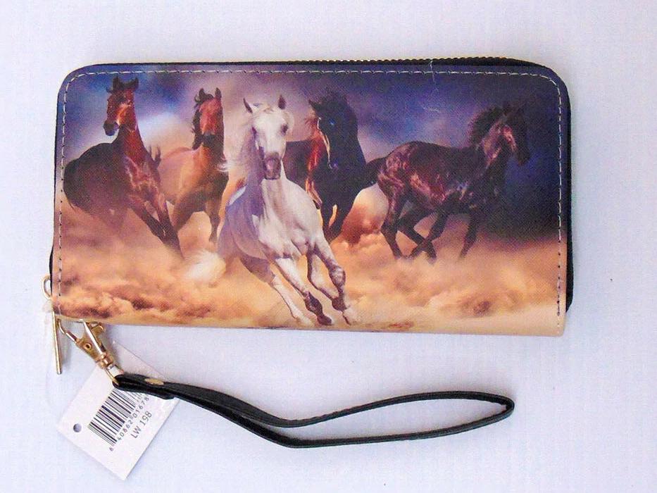 Western Express RUNNING HORSES PRINT CLUTCH WALLET