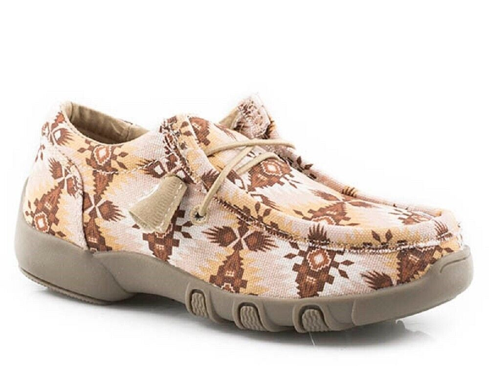 Kid's Roper Tan 'Chillin Aztec' Design Slip-On Shoes