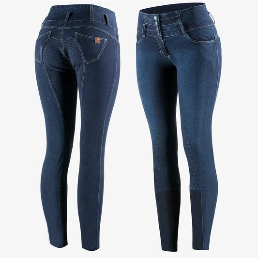 Women's Horze Dark blue 'LIZA' DENIM FULL SEAT BREECHES
