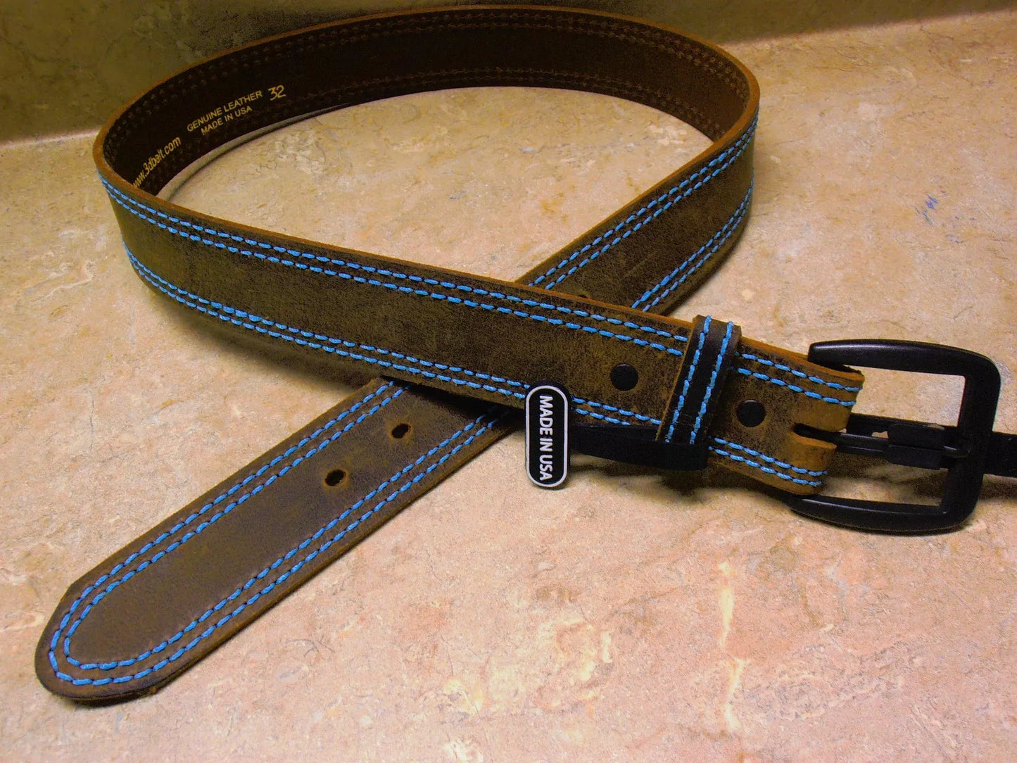 3D Belt Men's Brown Heavy Weight Full-Grain Leather Work Belt