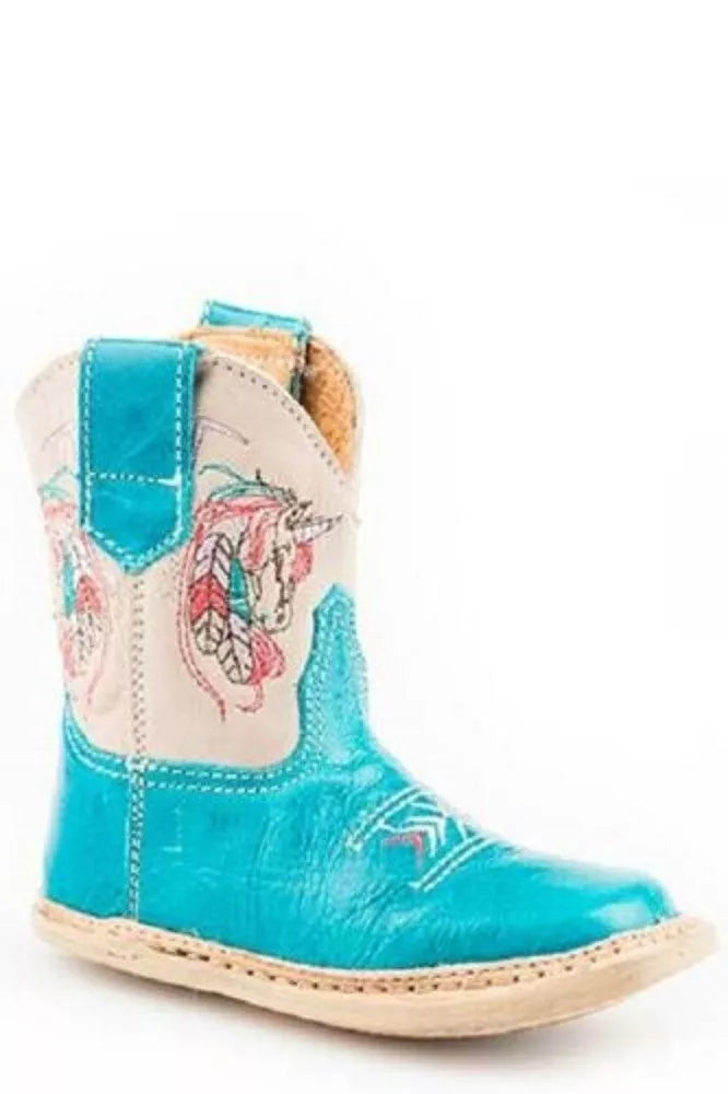 Infants Roper Cowbabies Turquoise Unicorn Western Boots