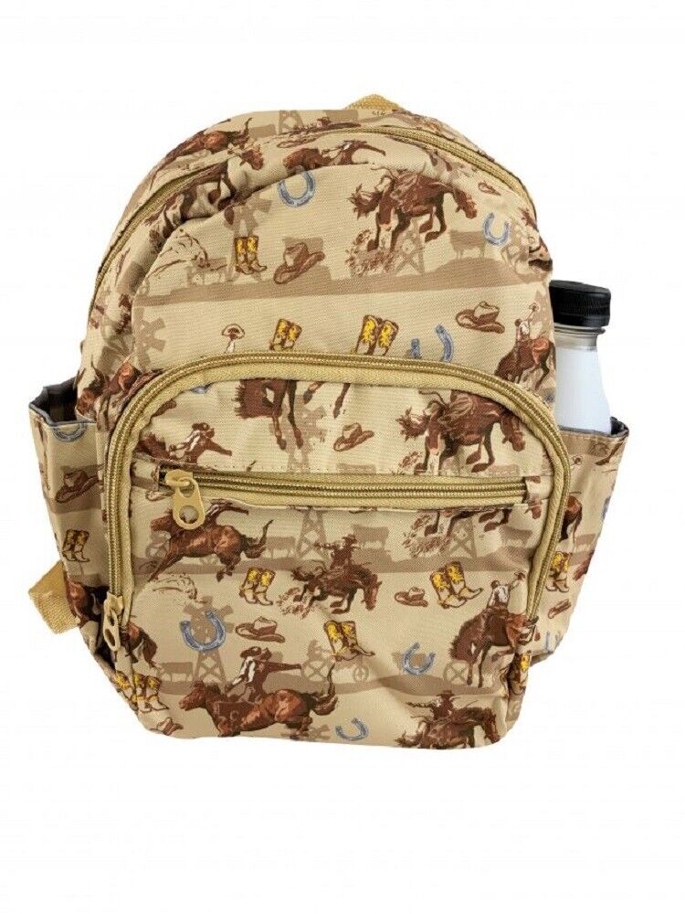WILDWEST HORSE & COWBOY PRINT BACKPACK w/ Three compartments