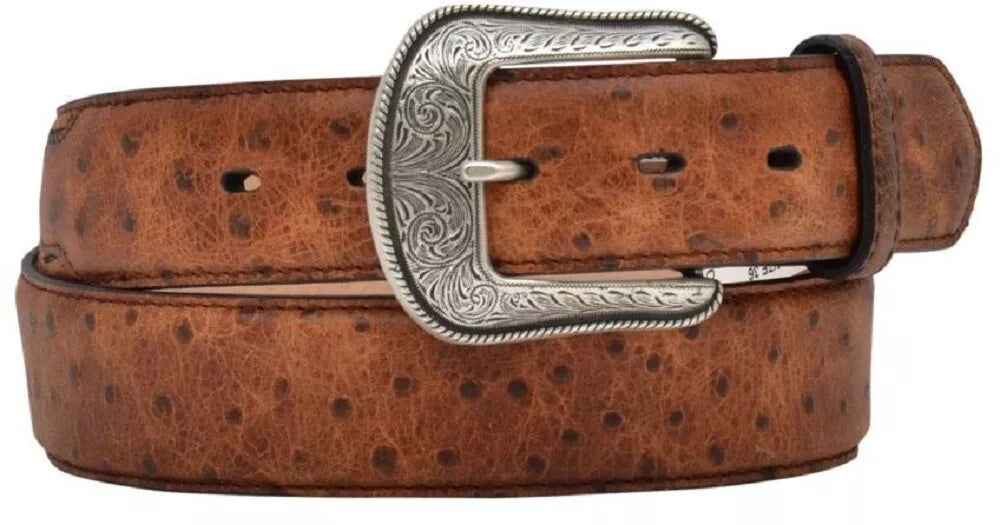 Men's Brown Ostrich Print Western Belt