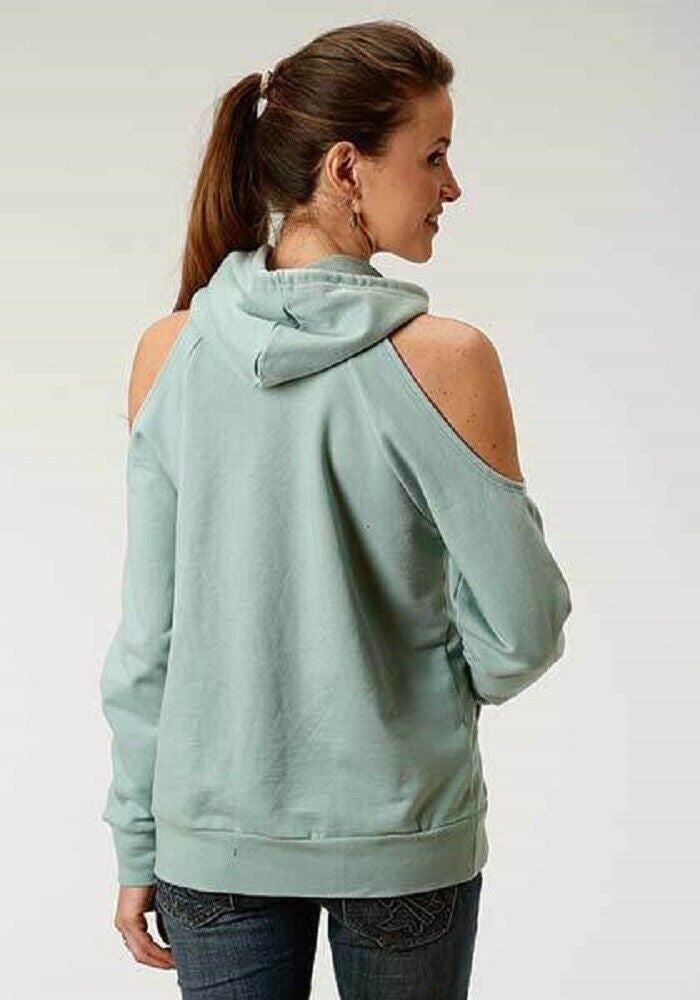 WOMEN'S ROPER SAGE GREEN SWEATSHIRT w/ COLD SHOULDER