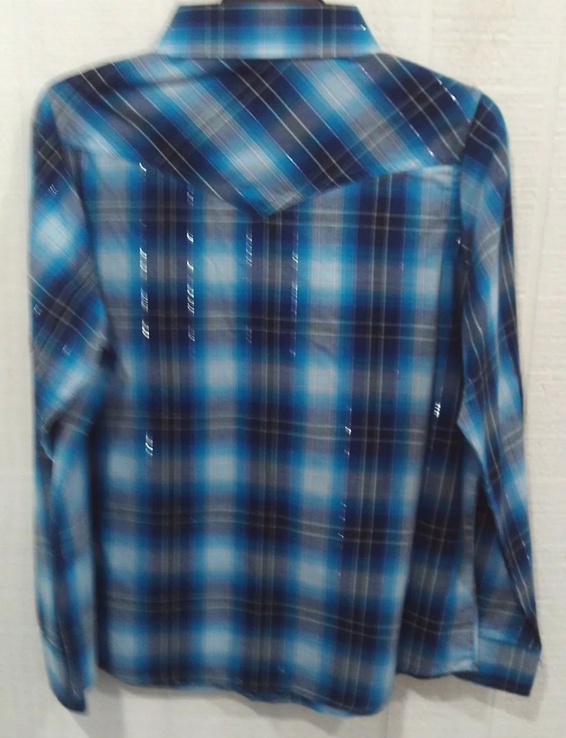 Girl's Plaid Turquoise Blue Plaid Western Shirt XS