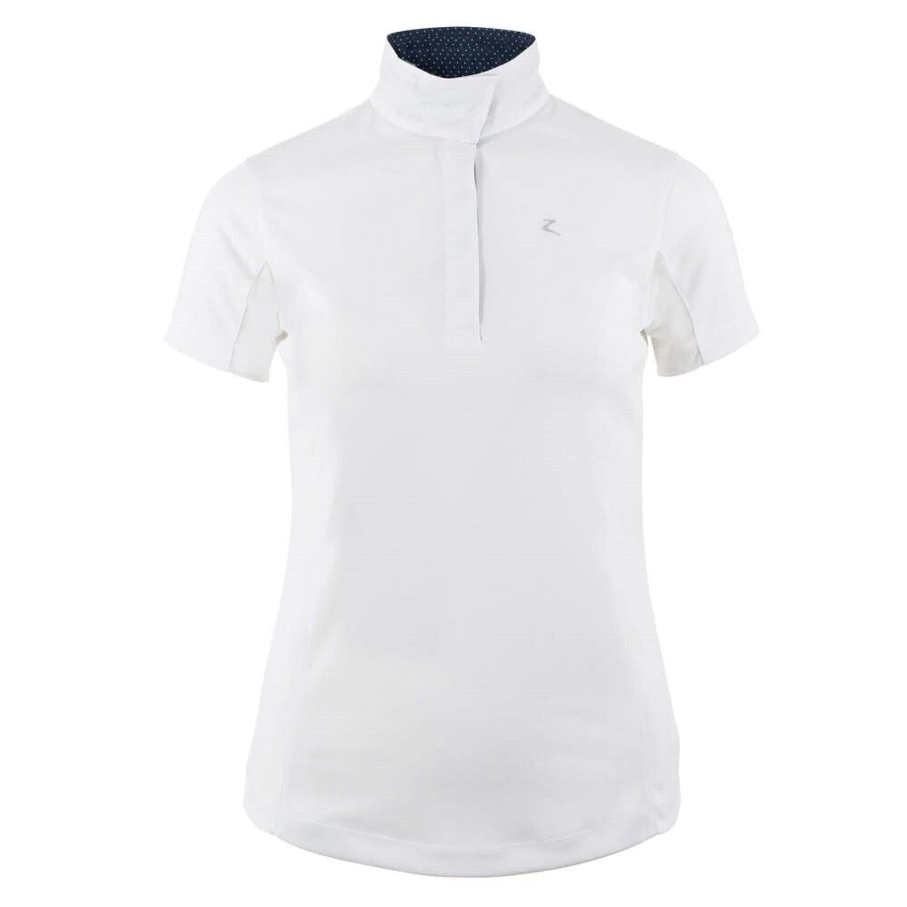 Women's Horze White 'Blair' Show Shirt w/ Very dark blue collar
