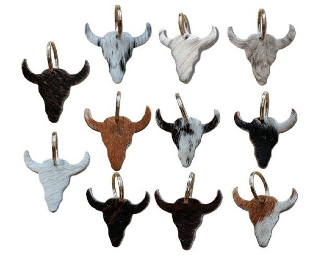 Steer Head Hair On Cowhide Keychain