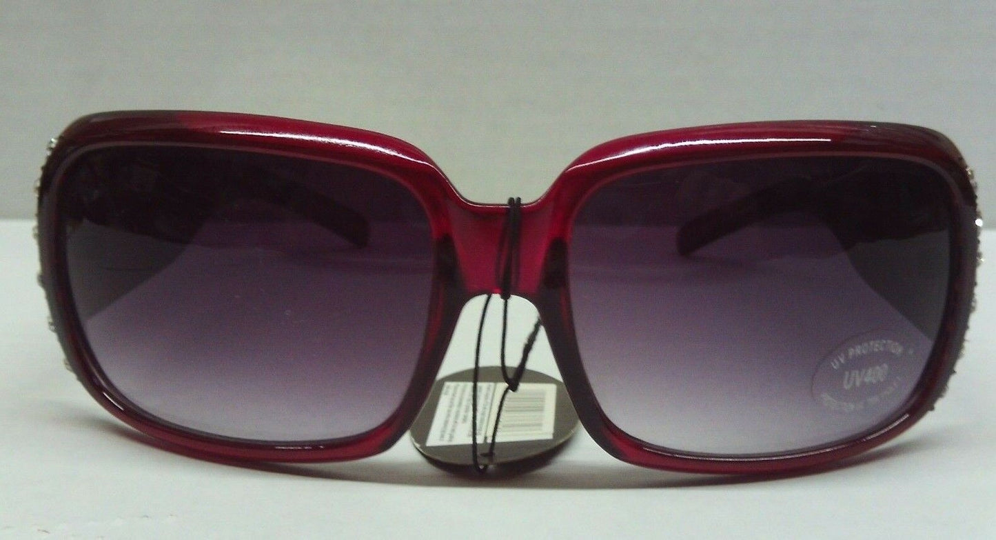 Fashion Sunglasses w/ Crystal Rhinestones Red silver zebra