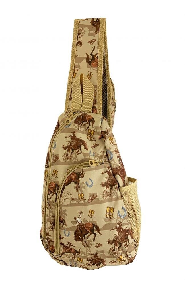 WILDWEST HORSE COWBOY BOOTS PRINT BACKPACK w/ One strap