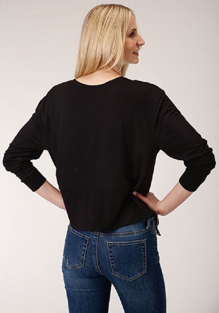 Roper Women's Black 'STAY WILD' SHIRT w/ Lace up waistband
