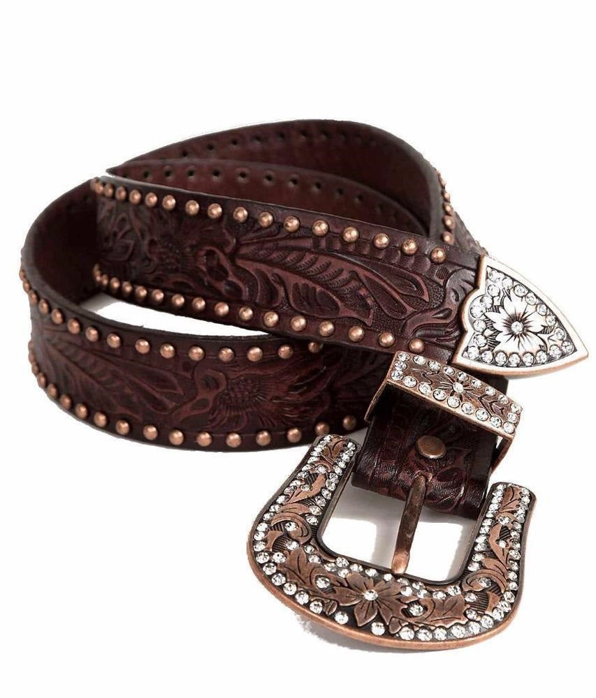 Women's Angel Ranch Tooled Leather Belt w/ Buckle