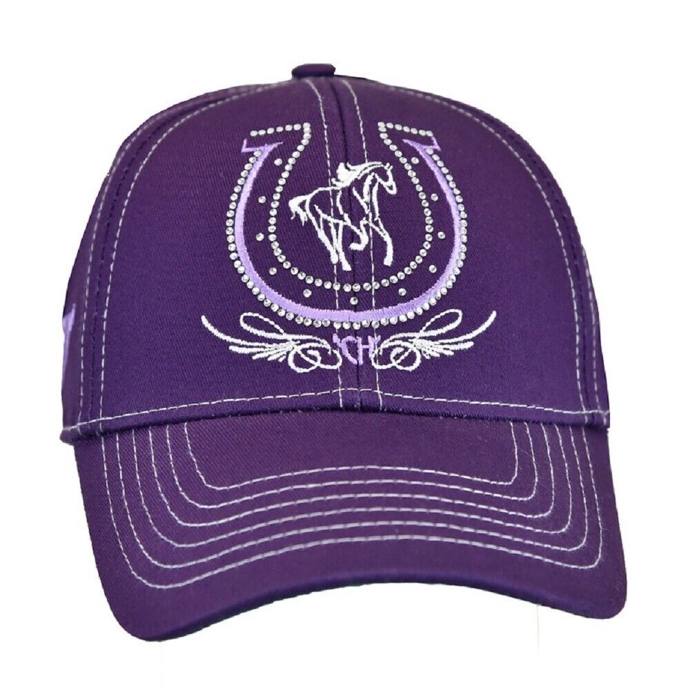 Girl's Cowgirl Hardware Purple HORSESHOE HORSE RHINESTONE HAT