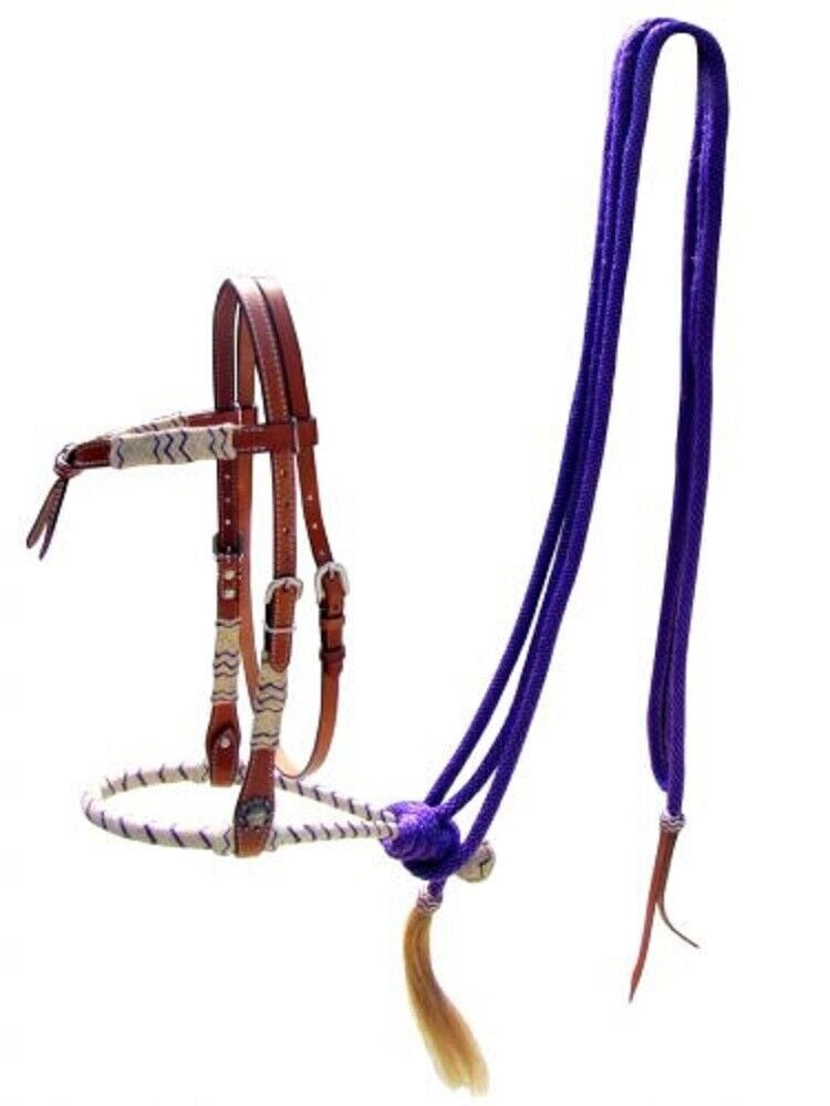 Purple Futurity Bosal Set with Reins