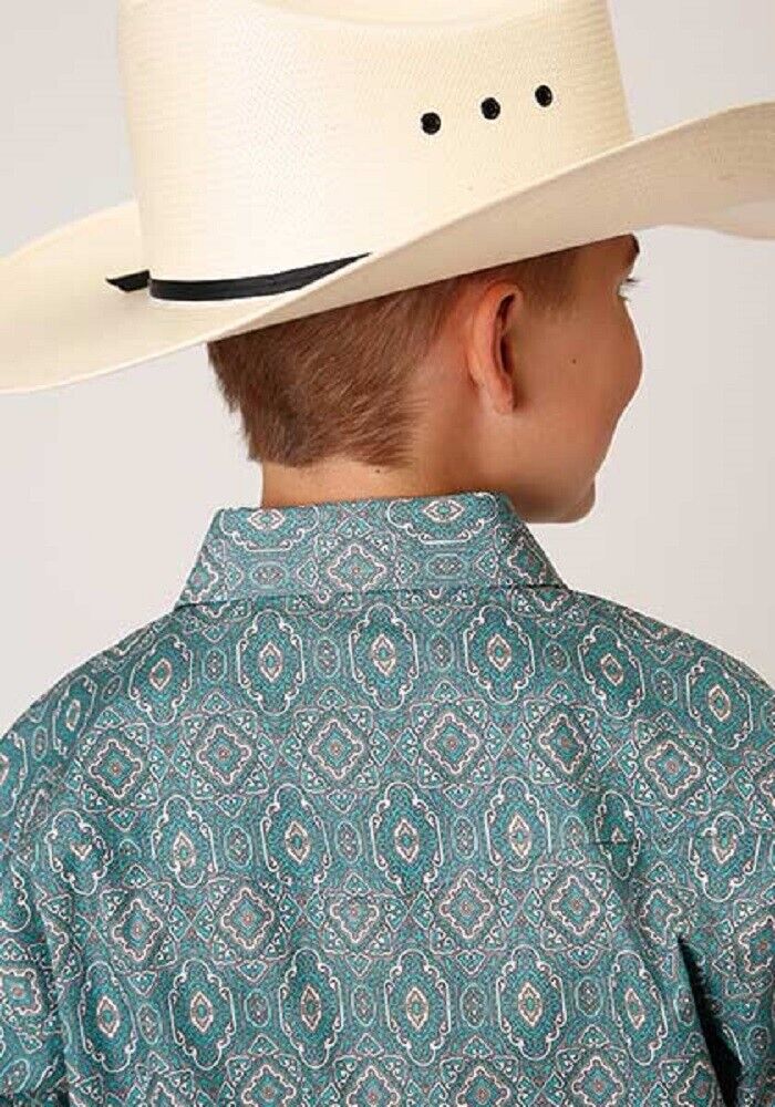 Boy's Roper Jade Medallion Paisley Print Western Shirt