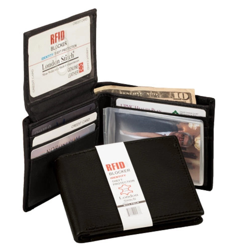 Western Express's Genuine Black Leather Bifold Wallet with RFID Protection