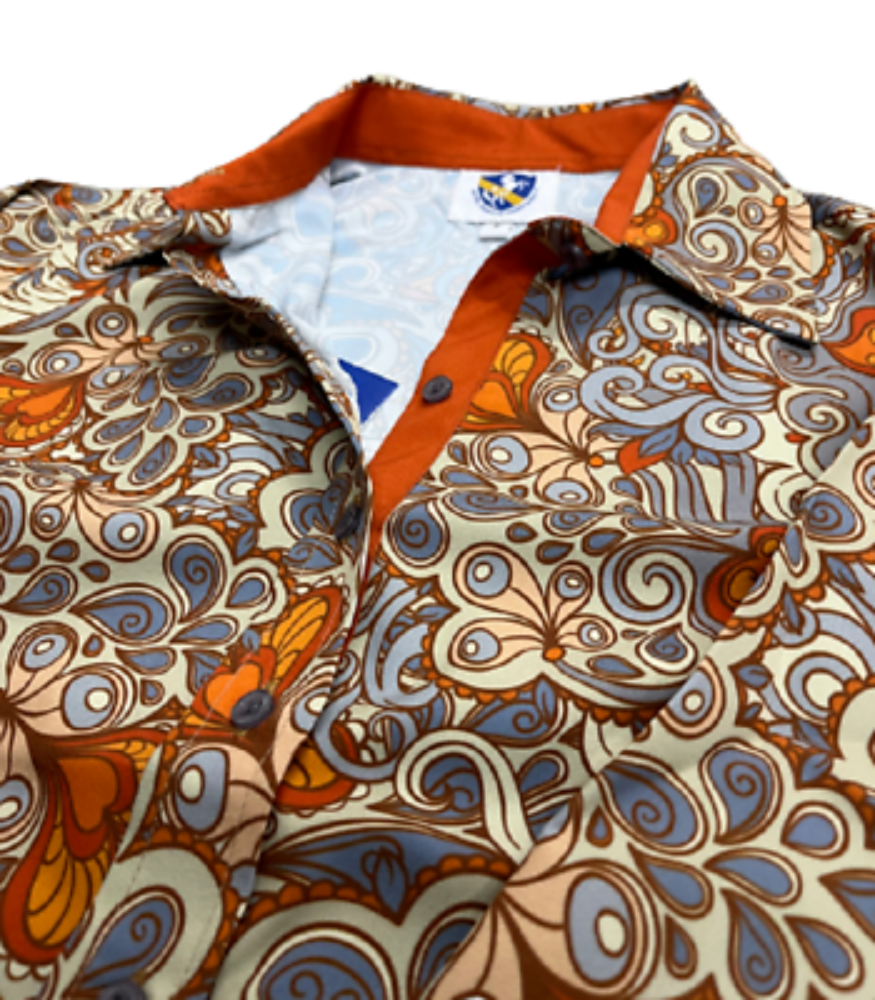 RHC Equestrian Women's Yellow gray Paisley Print Show Shirt w/ Buttons