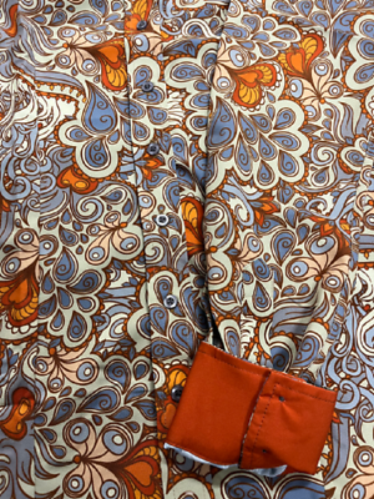 RHC Equestrian Women's Yellow gray Paisley Print Show Shirt w/ Buttons