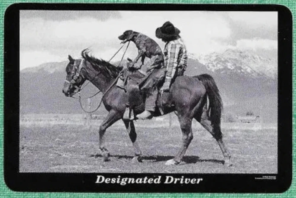 'Designated Driver' Horse Dog Cowboy Playing Cards