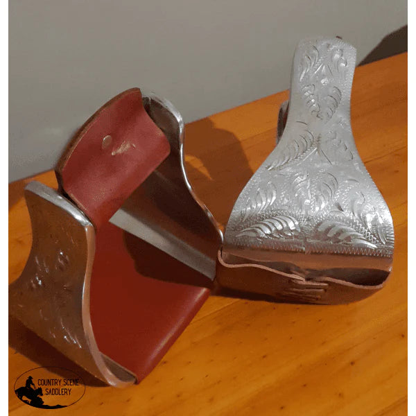 Showman Polished Aluminum Engraved Bell Show Stirrups