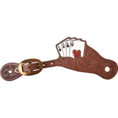 Tombstone Spur Straps with Four Aces Card Tooling