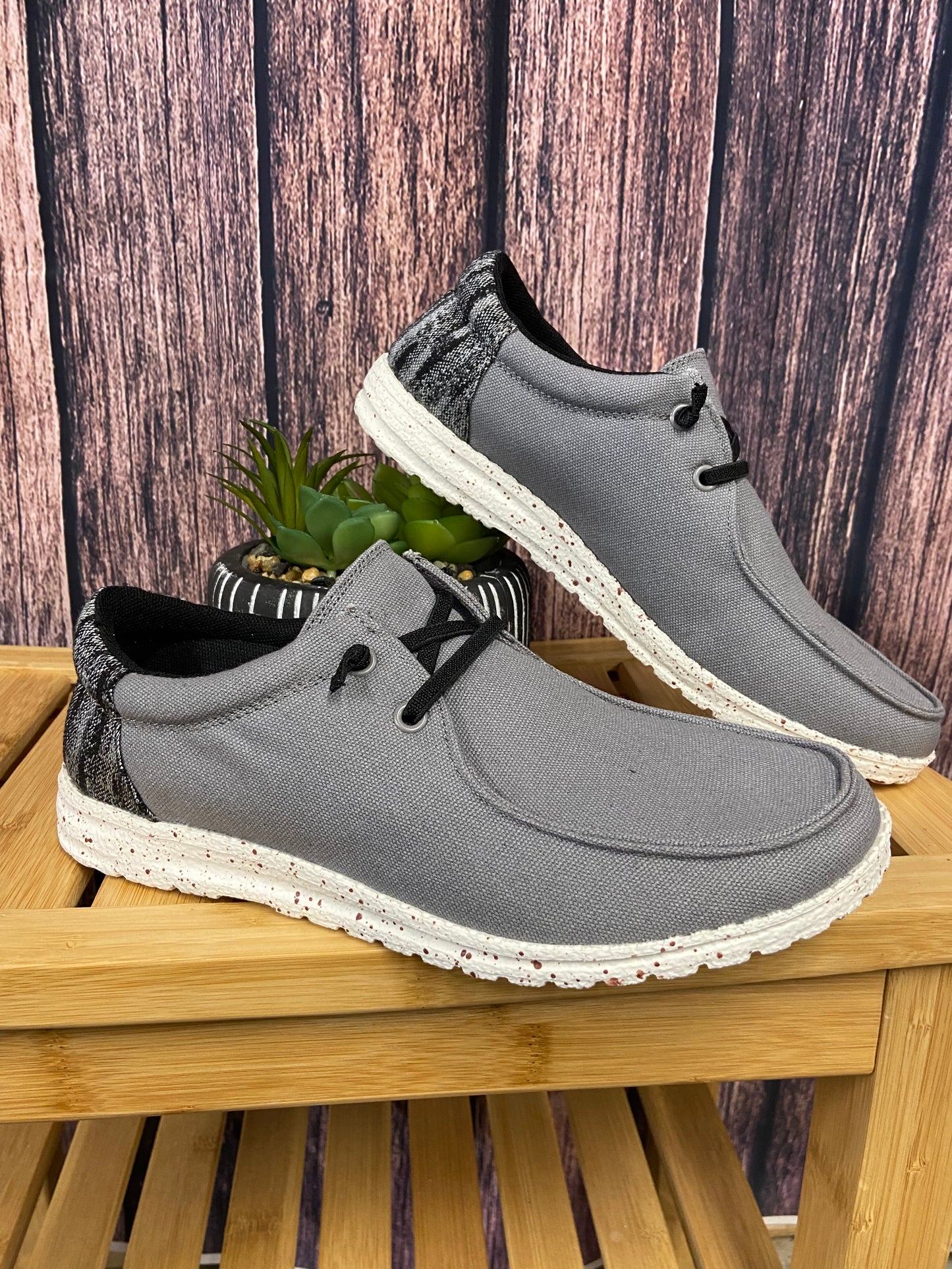 Men's Roper Gray 'Hang Loose' Slip on Shoes w/ Laces