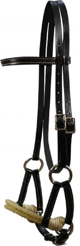 Leather Double Stitched Side Pull w/ Rope nose
