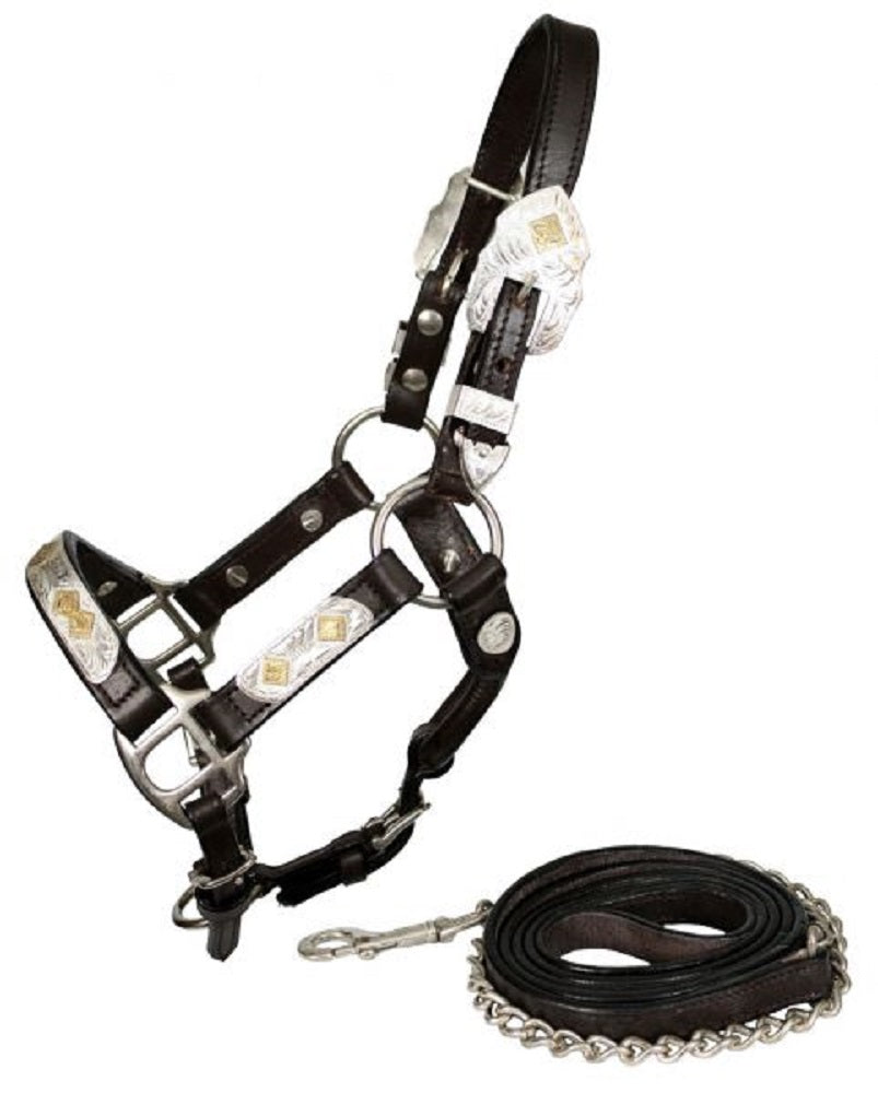 Leather Mini Miniature Horse Silver Show Halter