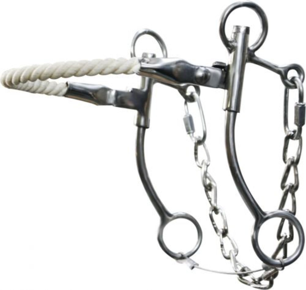 Stainless Steel Hackamore Rope Nose 7" cheeks