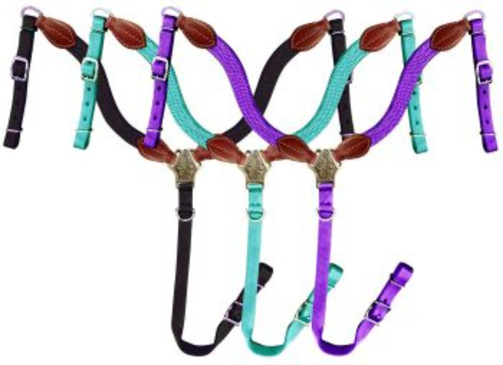 Flat Braid Nylon Bridle and Breast Collar Set