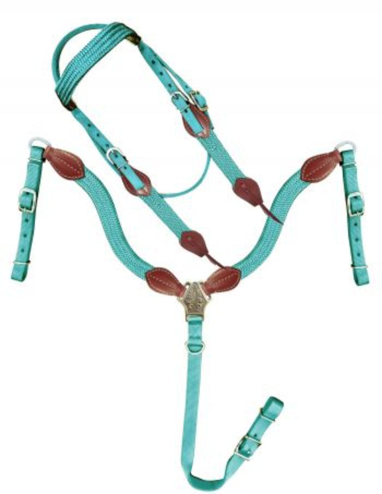 Flat Braid Nylon Bridle and Breast Collar Set