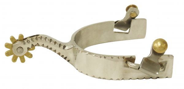 Men's STAINLESS STEEL SPURS w/ Brass rowel 3 3/8" Boot width 7/8" Band Shank