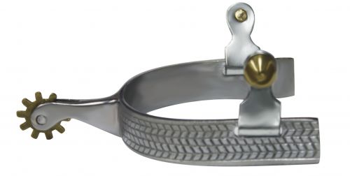 Showman Engraved Harringbone Design Rowel Spurs