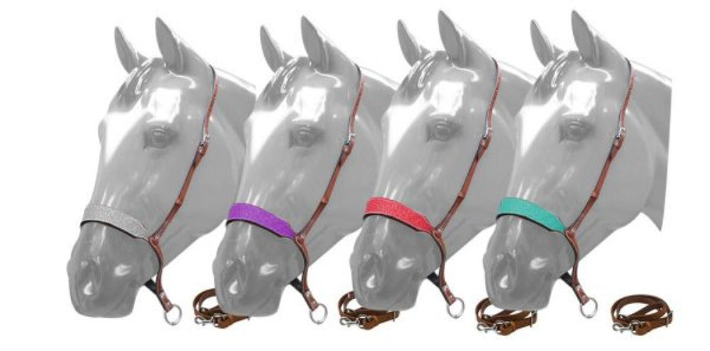 Glitter Leather Tie Down Noseband