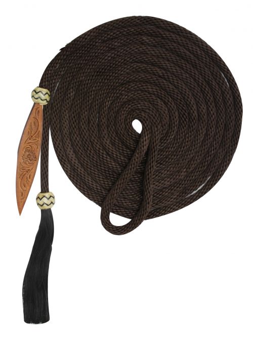 Nylon Mecate 21' Reins w/ Horse Hair Tassel in Brown or Black