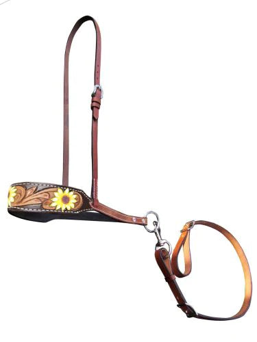Hand Painted Leather Tie Down Noseband And Strap