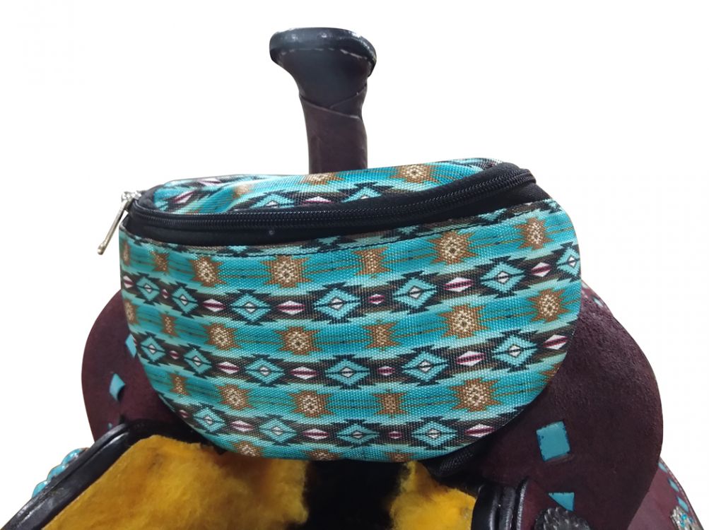 TEAL SOUTHWEST DESIGN NYLON SADDLE POUCH Horse riding
