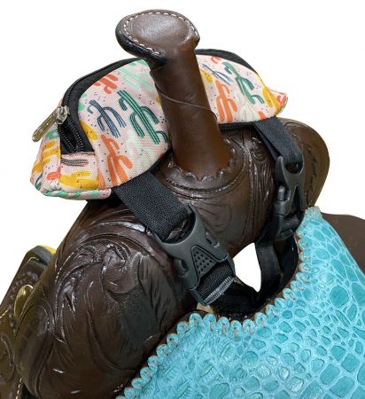 Pink Cactus Print Insulated Nylon Saddle Pouch