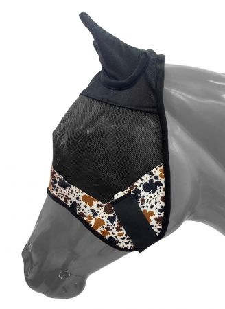 Cow Print Fly Mask with Ears