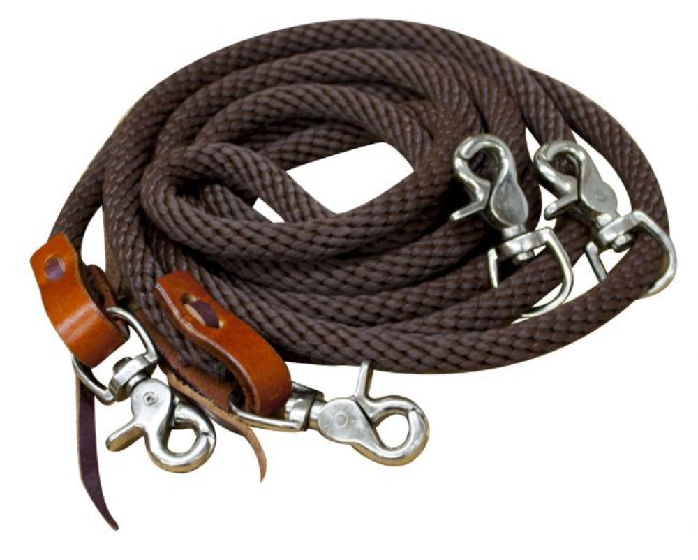 Showman 11 ft. Round Braided Nylon Draw Reins