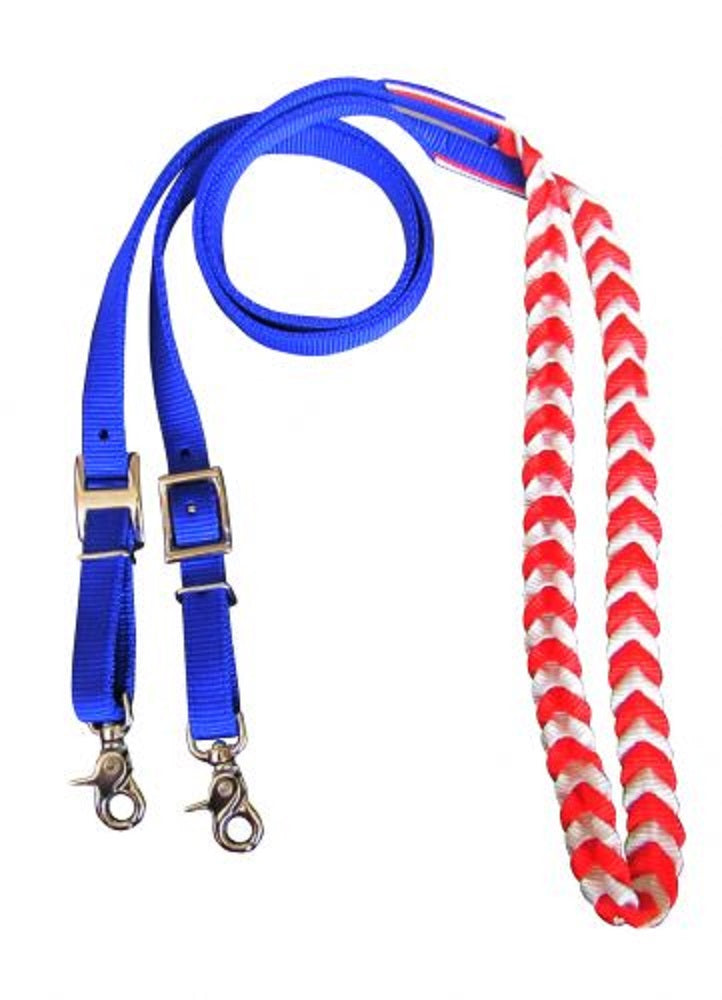 Red White Blue Braided Reins