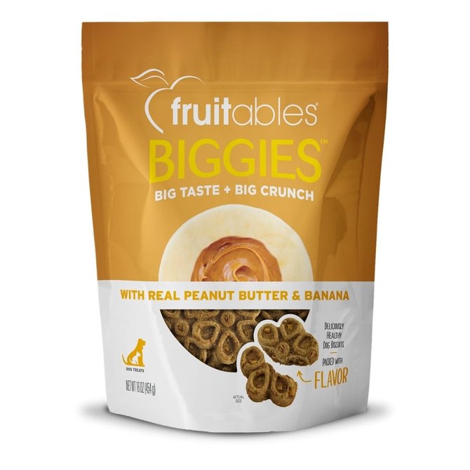 Fruitables Biggies Dog Treats PB & Ban 16 oz