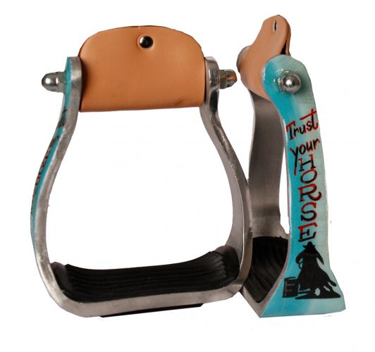 Showman 'Trust Your Horse' Barrel Racer Print Stirrups