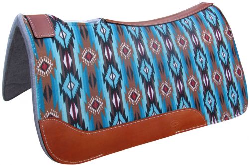 Showman Teal & Tan Southwest Navajo Print Horse Saddle Pad 31" x 32"