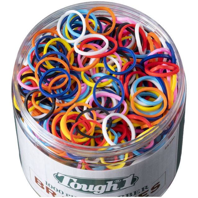 1000 pc. TOUGH-1 RUBBER BRAIDETTES BANDS Multicolor pack