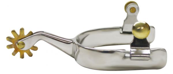 Showman Stainless Steel Spurs with Gold Rowels